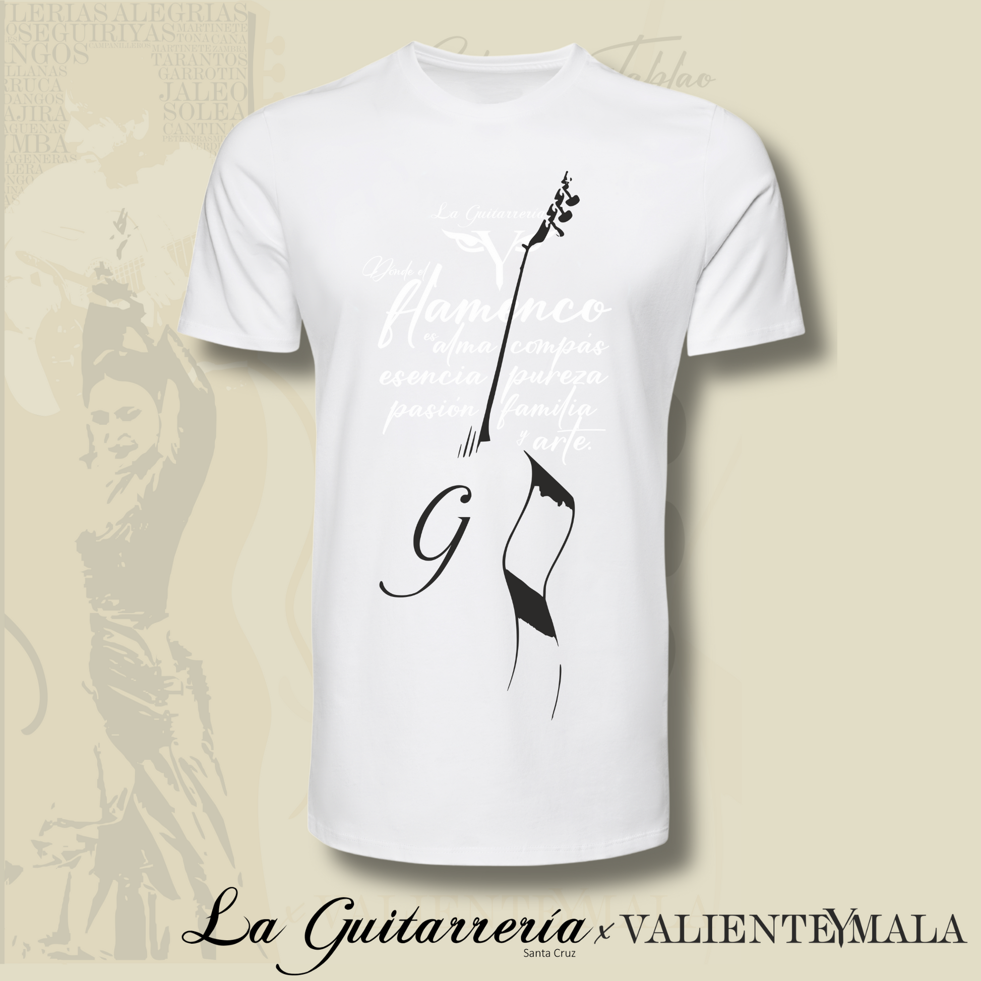 CAMISETA ARTE Y FAMILIA-LA GUITARRERÍA SANTA CRUZ X VALIENTE Y MALA