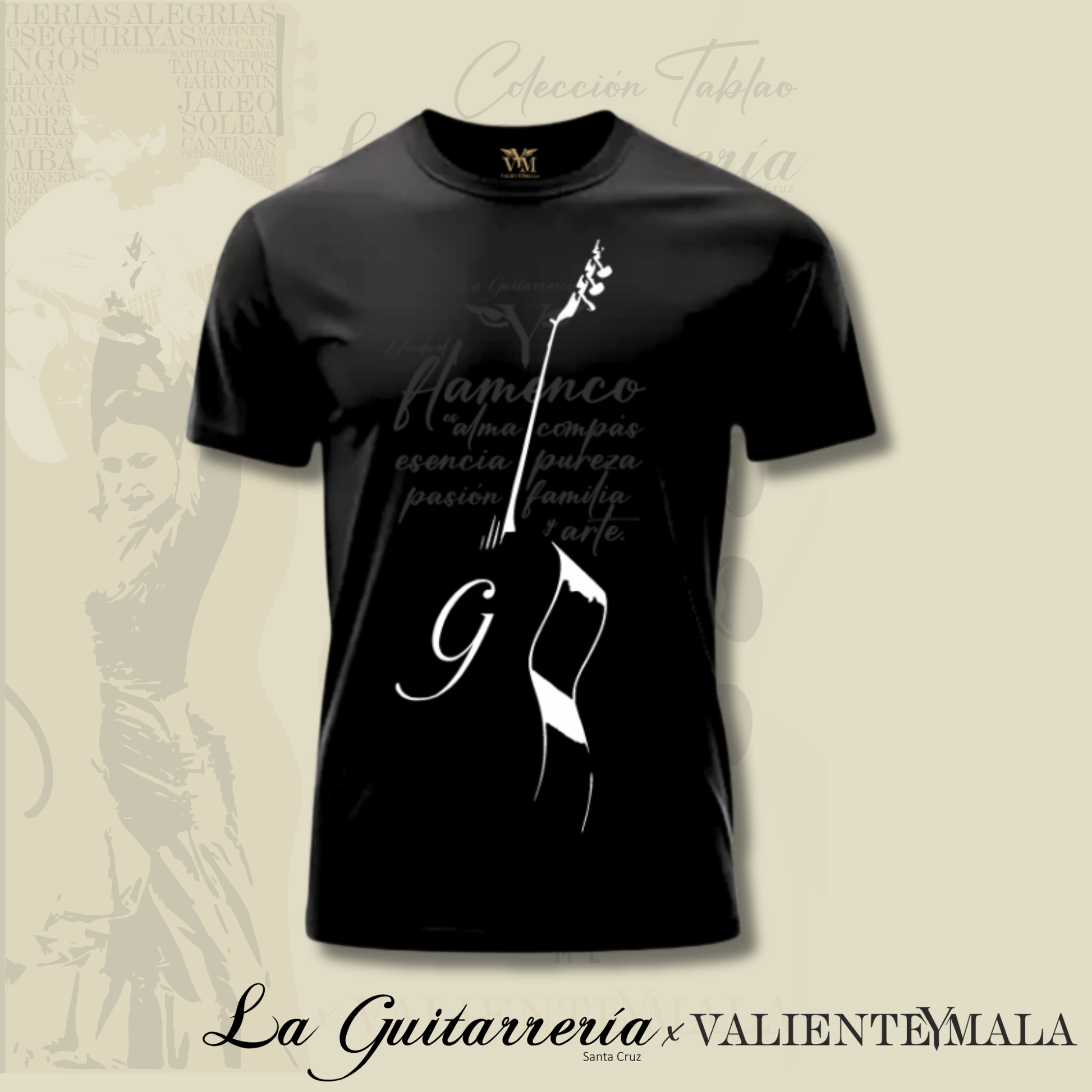 CAMISETA ARTE Y FAMILIA-LA GUITARRERÍA SANTA CRUZ X VALIENTE Y MALA