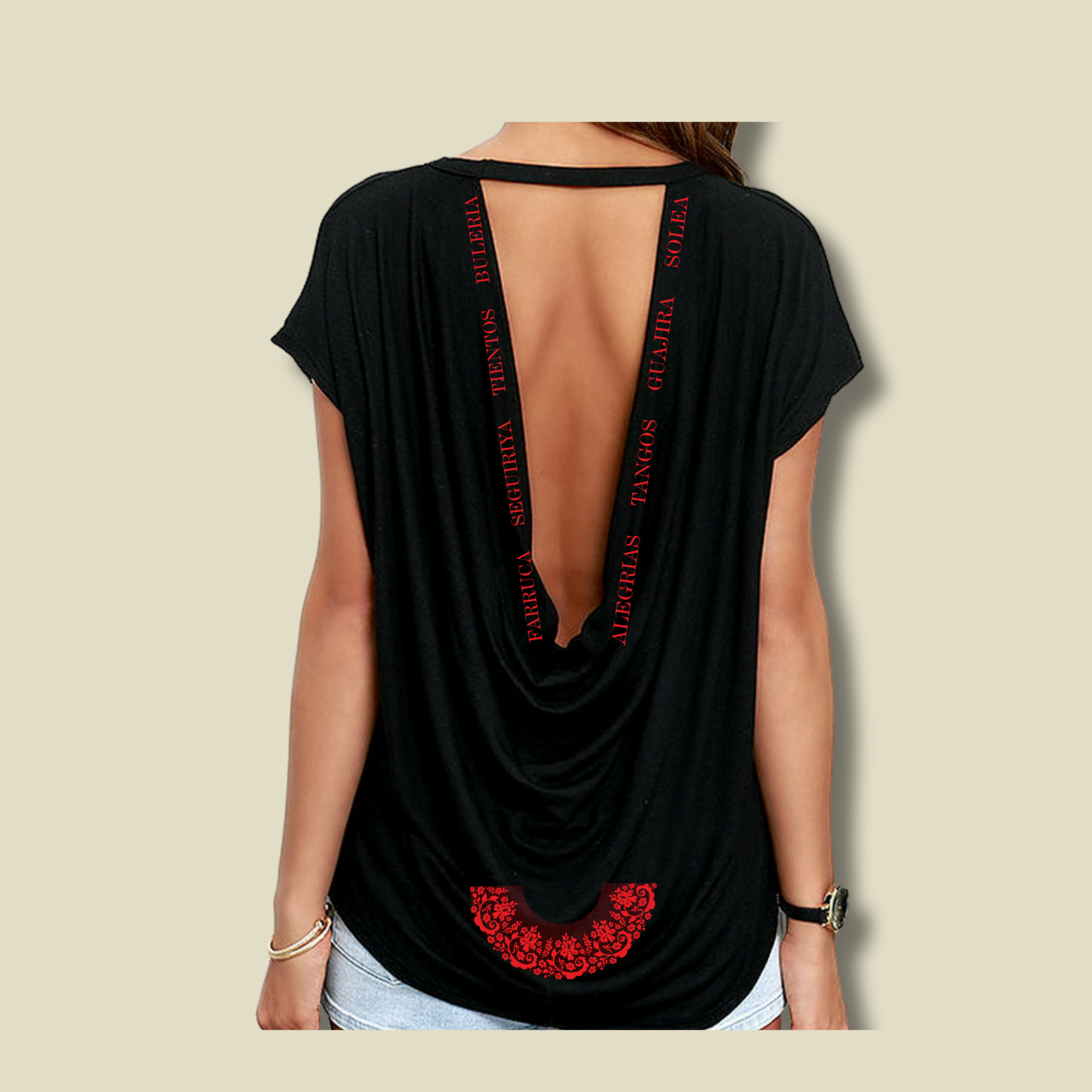 CAMISETA ABANICO LUNARES ESPALDA ABIERTA