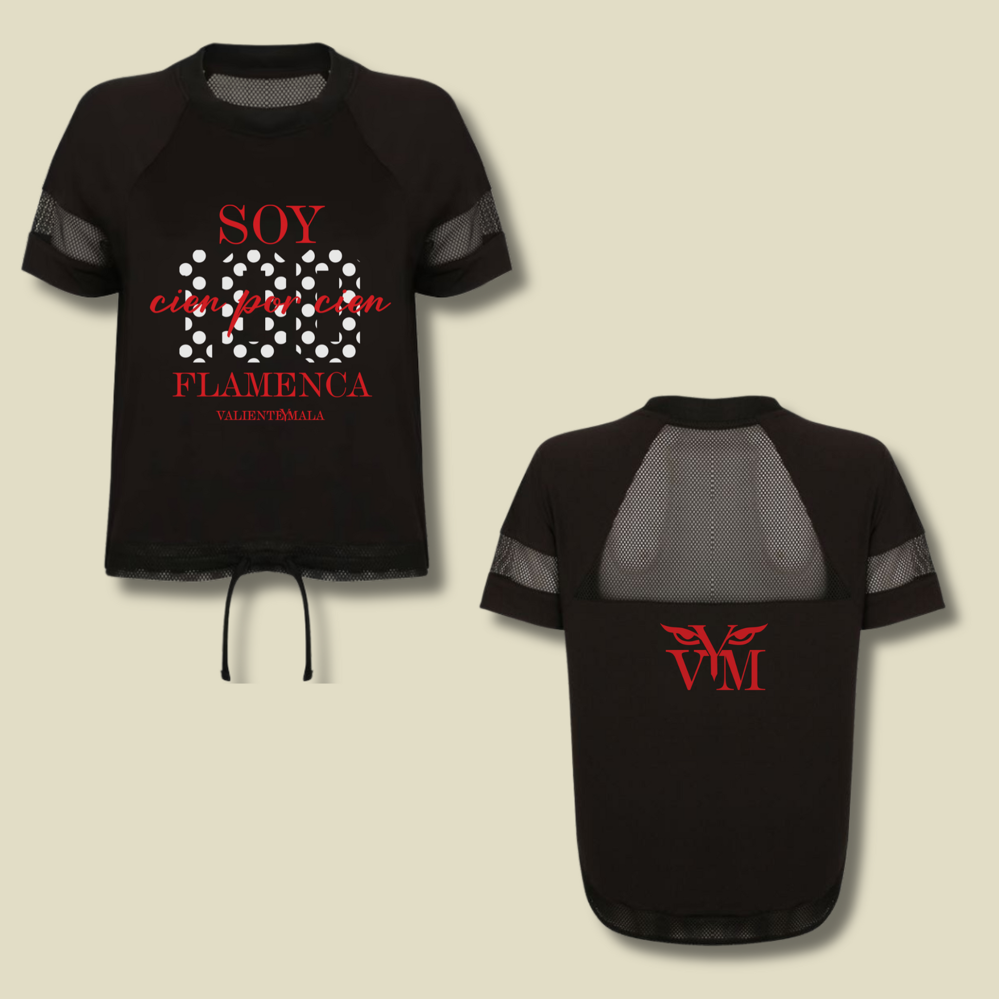 CAMISETA SOY 100% FLAMENCA TIPO FÚTBOL AMERICANO MUJER