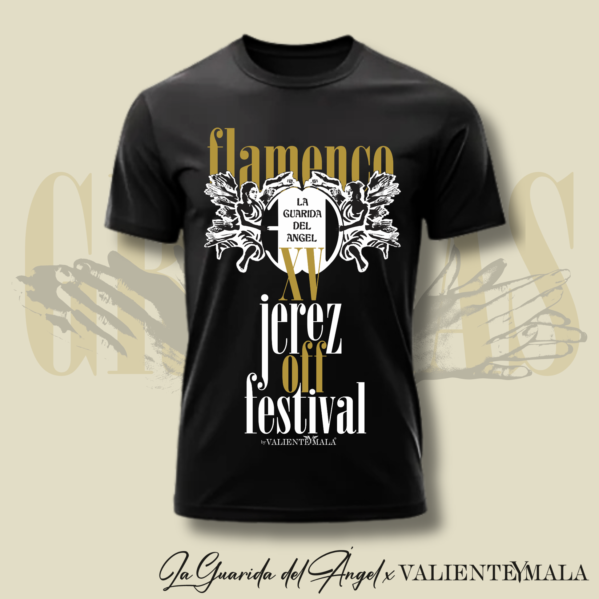 CAMISETA LA GUARIDA DEL ÁNGEL OFF FESTIVAL JEREZ 2026 NEGRA
