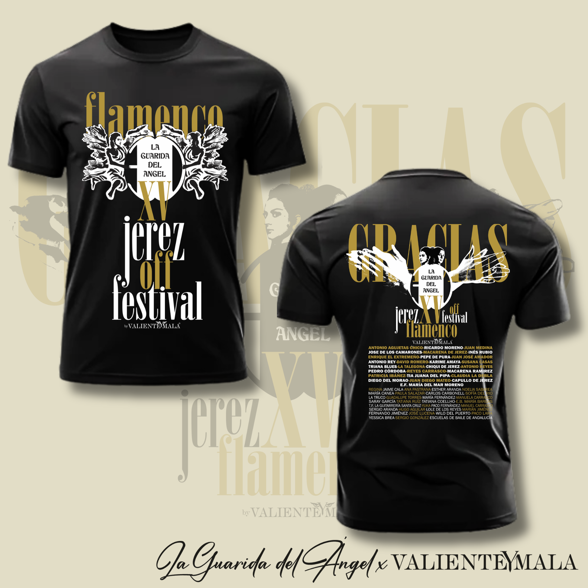 CAMISETA LA GUARIDA DEL ÁNGEL OFF FESTIVAL JEREZ 2026 NEGRA