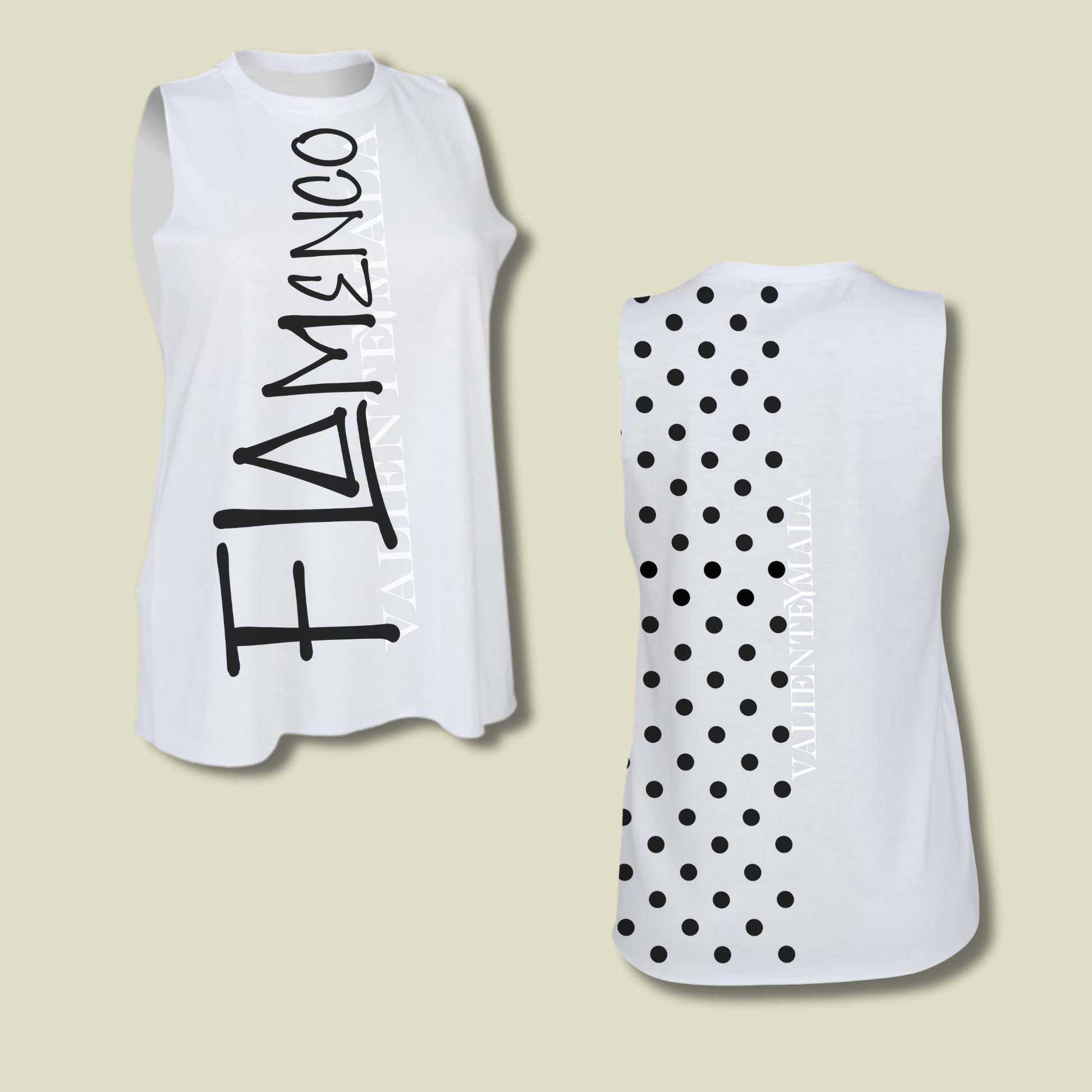 CAMISETA SIN MANGAS LUNARES FLAMENCOS