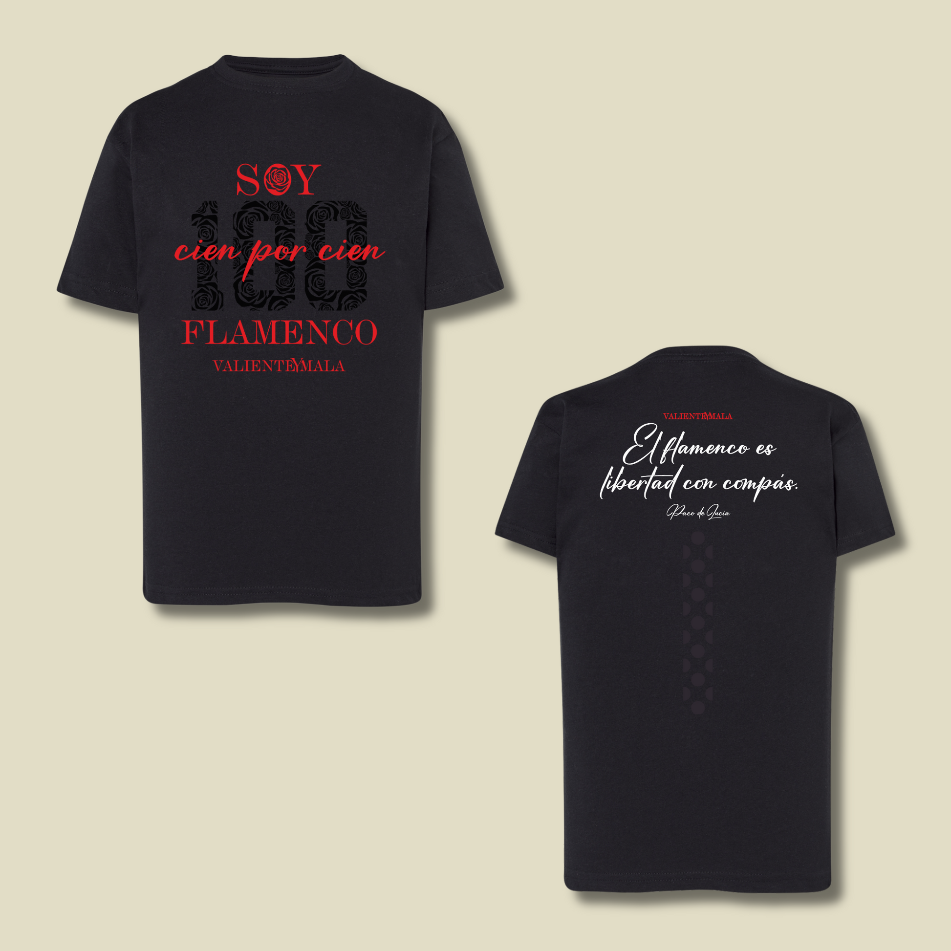 CAMISETA SOY 100% FLAMENCO ROSAS INFANTIL