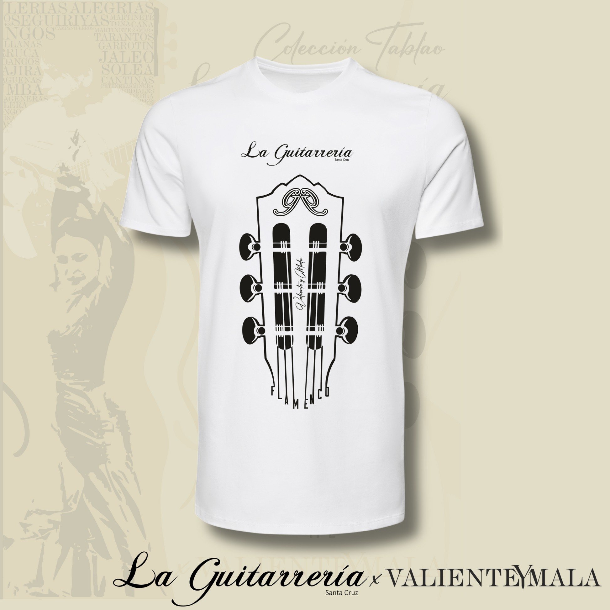 CAMISETA EL ALMA DEL TABLAO-LA GUITARRERÍA SANTA CRUZ X VALIENTE Y MALA