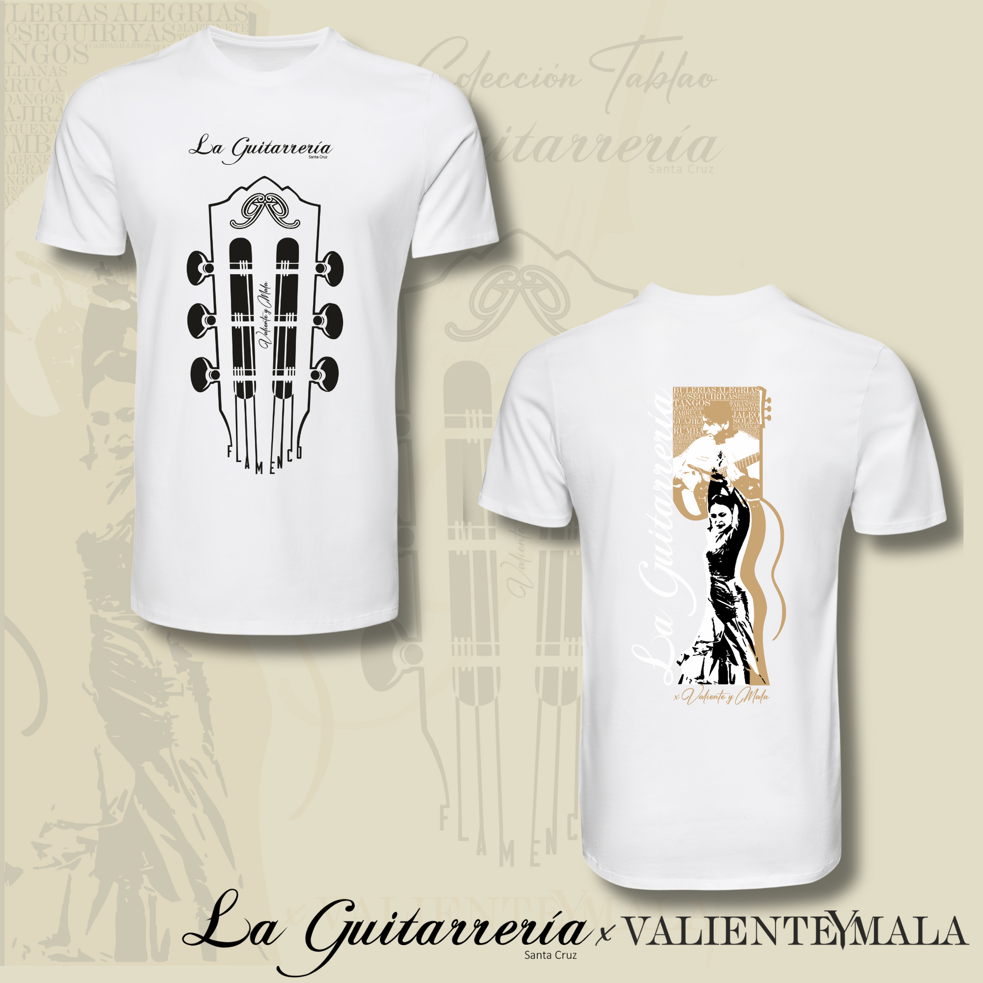 CAMISETA EL ALMA DEL TABLAO-LA GUITARRERÍA SANTA CRUZ X VALIENTE Y MALA