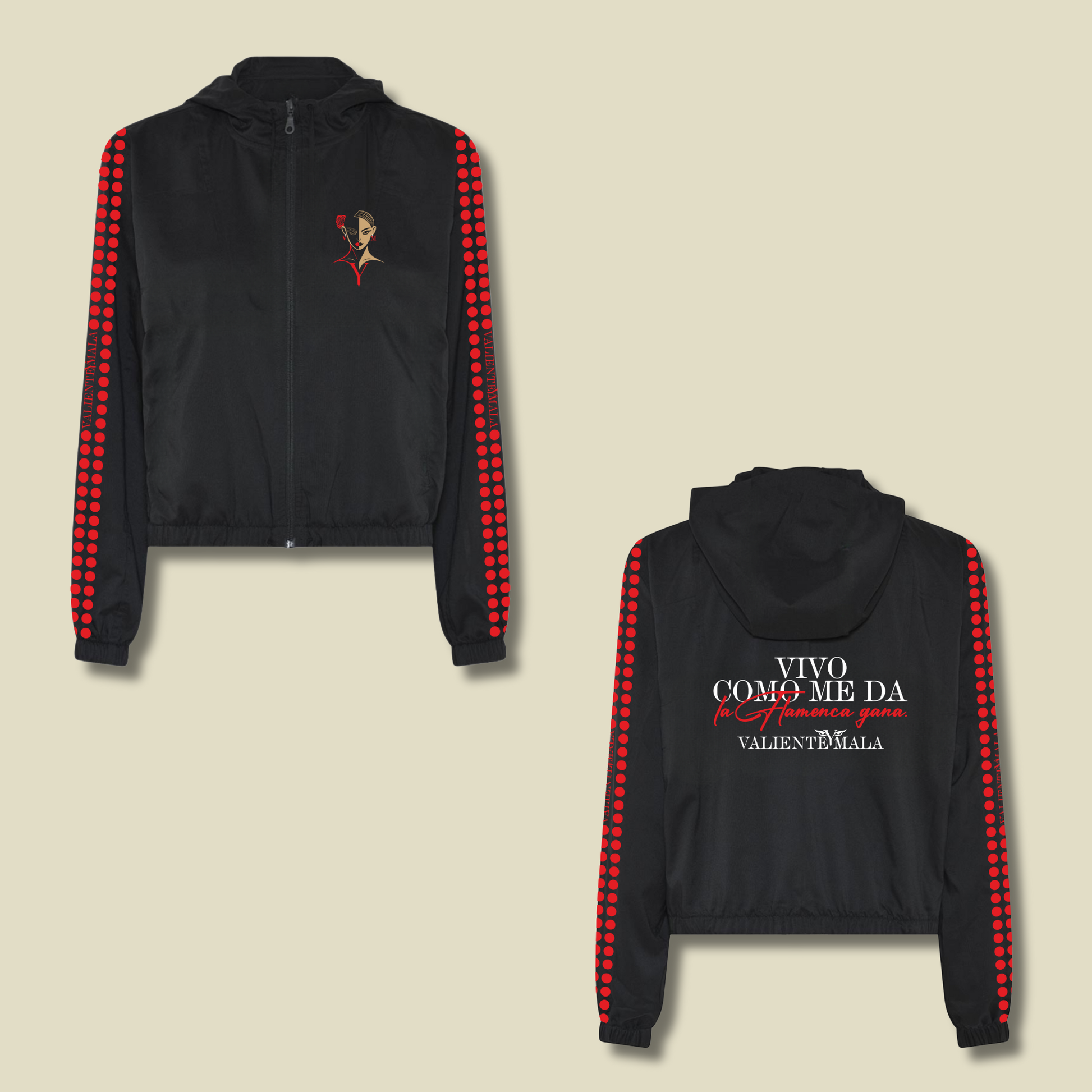 CORTAVIENTOS LUNARES ENSAYO MUJER NEGRO