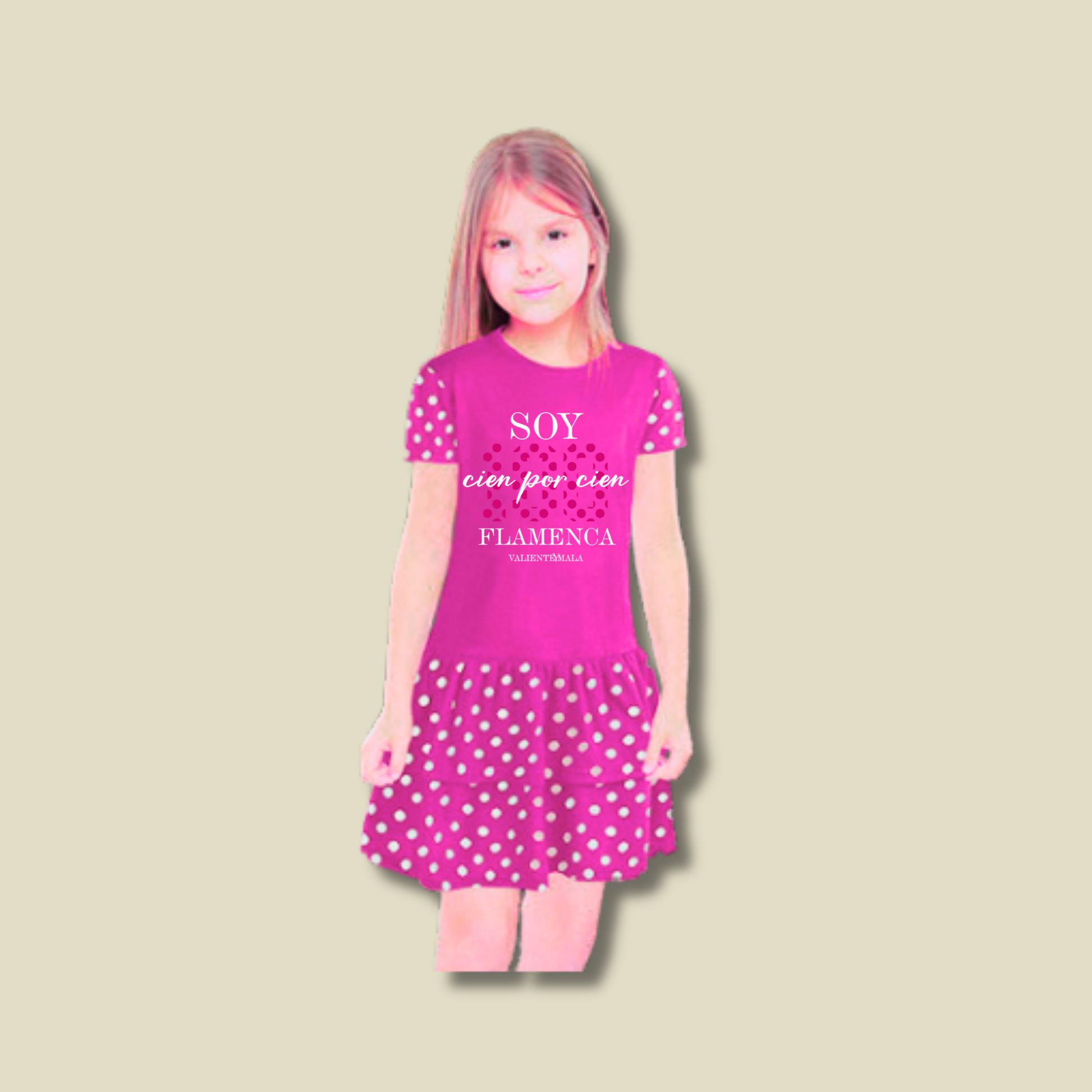 VESTIDO ENSAYO ROSA SOY 100% FLAMENCA