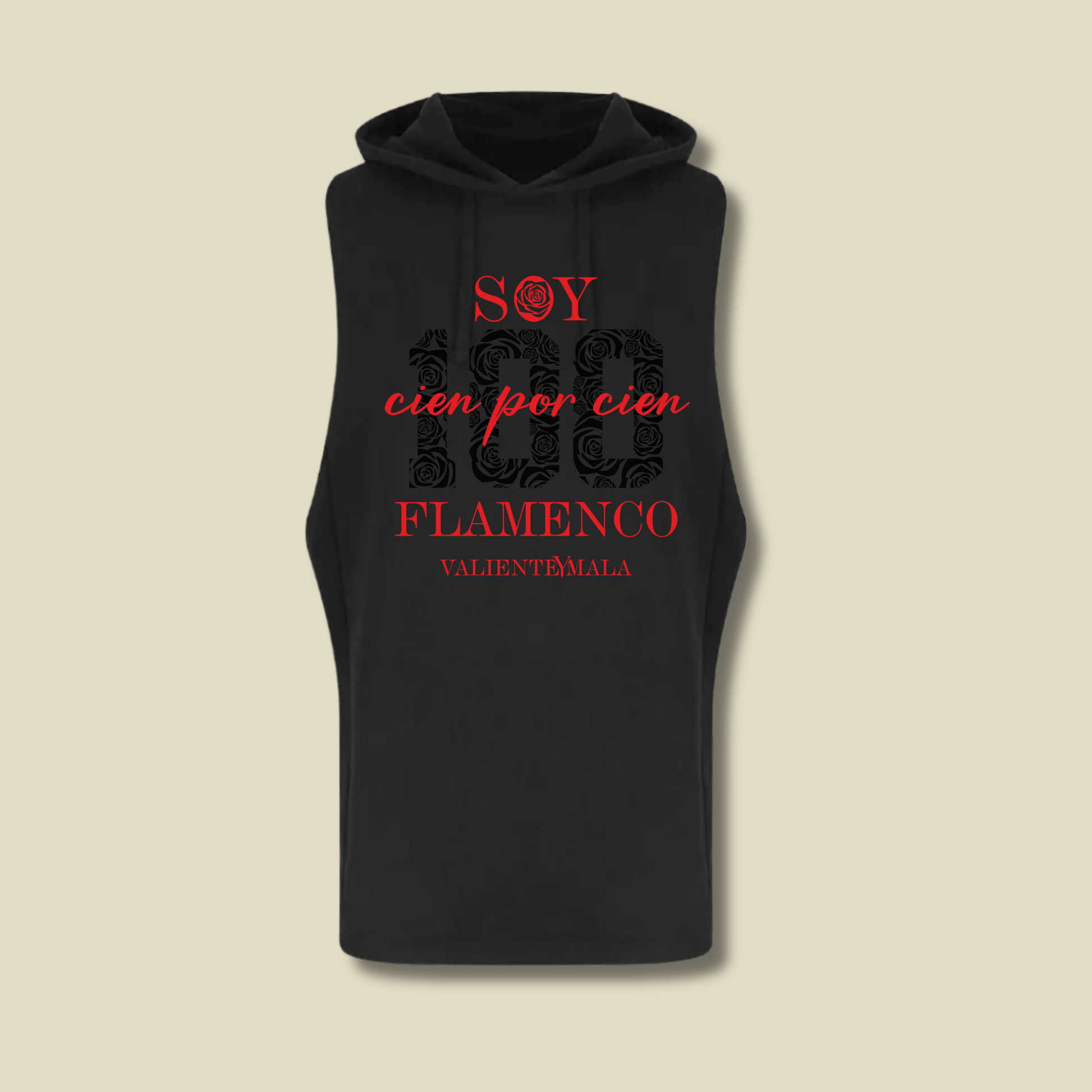 HOODIE MANGA CORTA SOY 100% FLAMENCO ROSAS