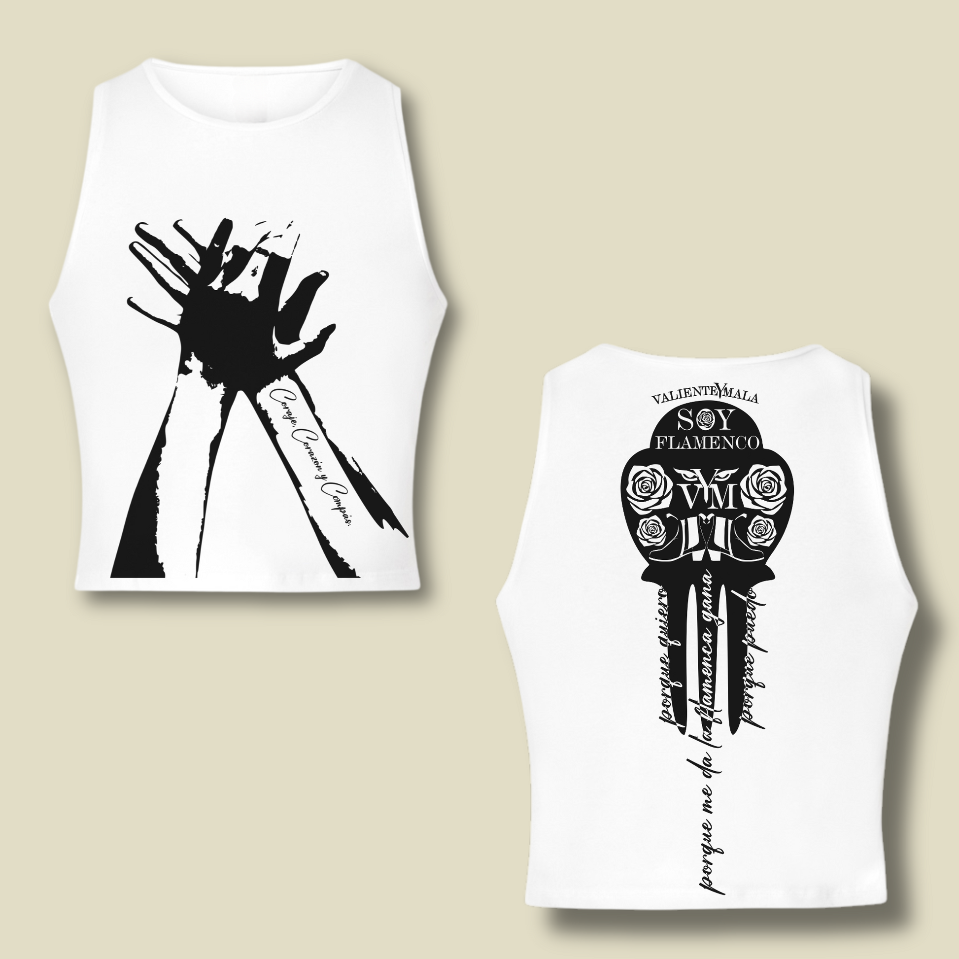 CAMISETA TOP BLANCO MANOS A COMPÁS PEINETA