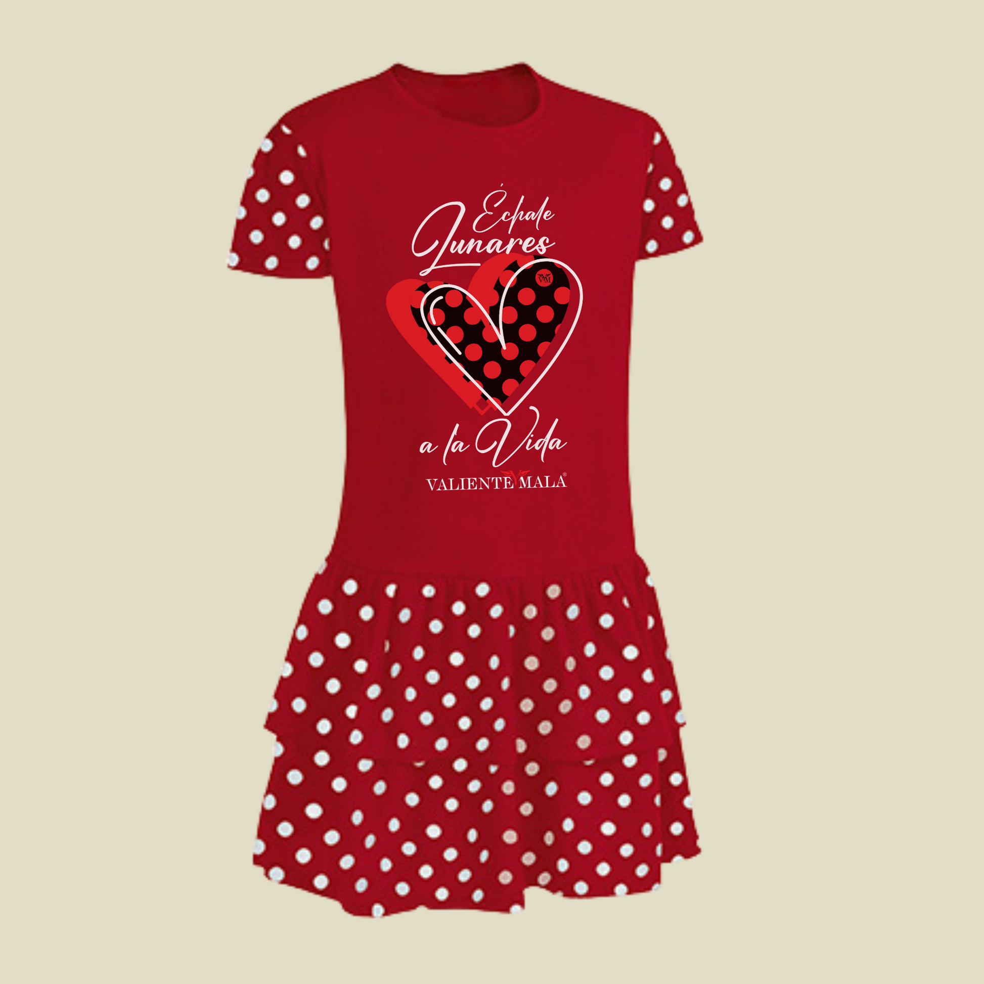 VESTIDO ENSAYO ROJO ECHALE LUNARES A LA VIDA