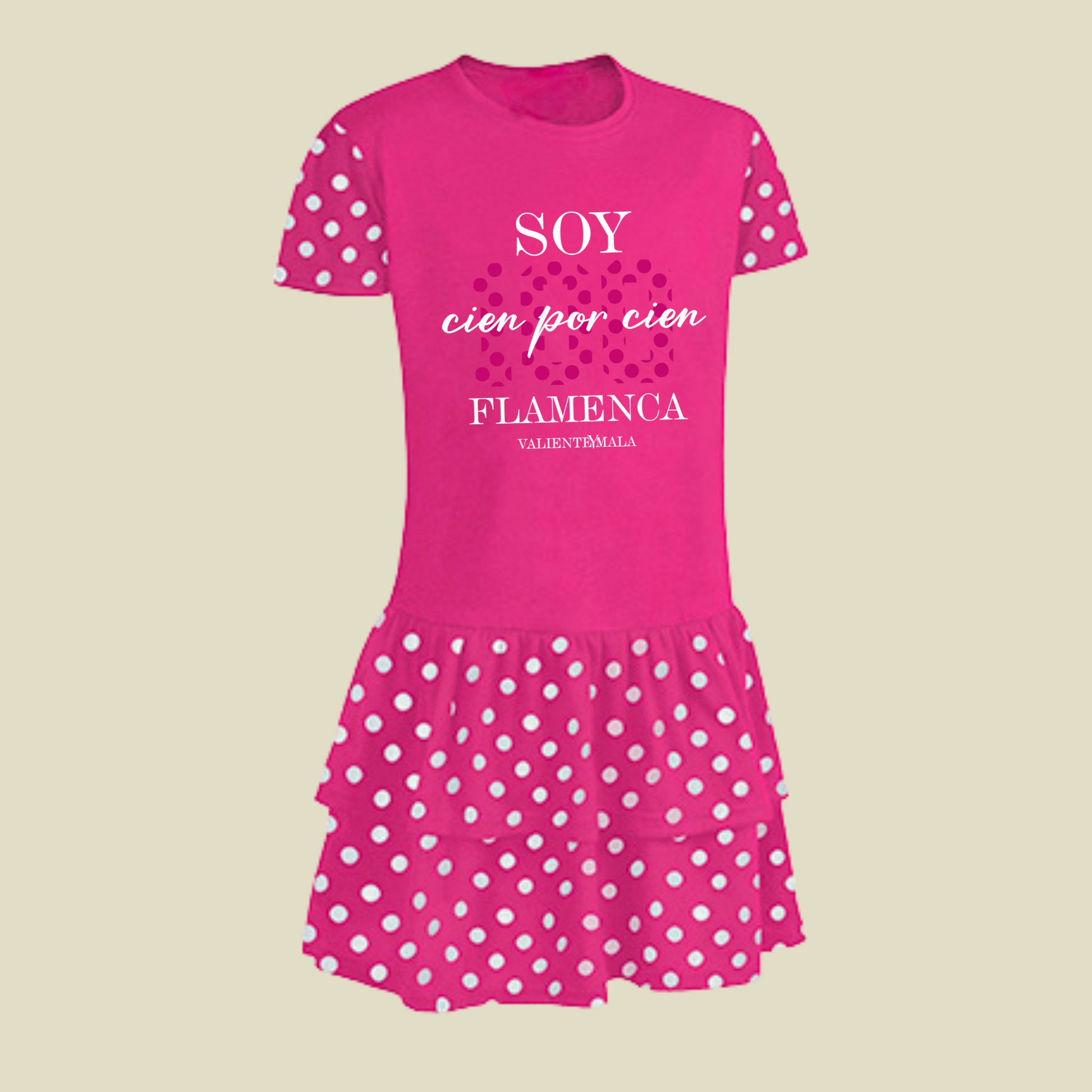 VESTIDO ENSAYO ROSA SOY 100% FLAMENCA