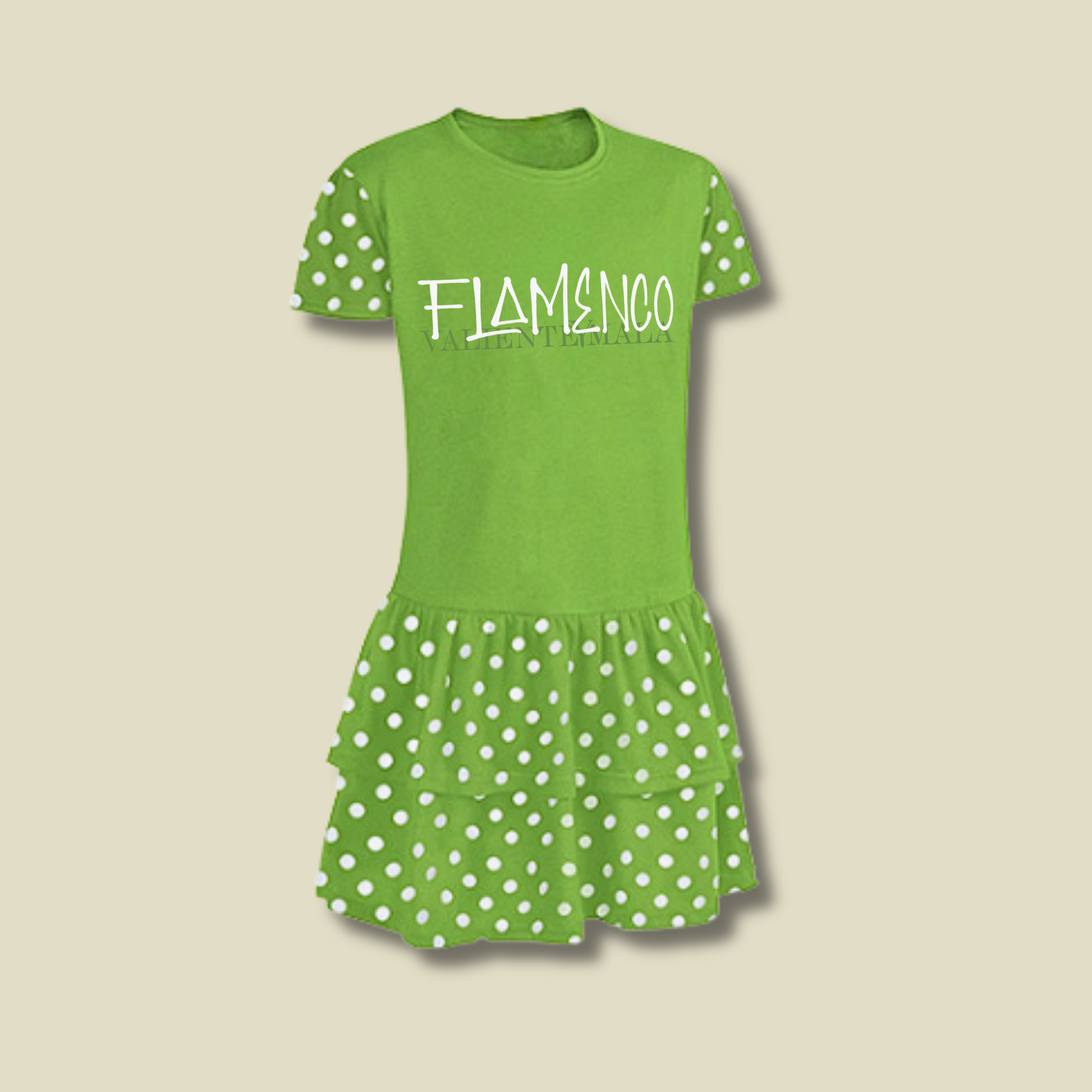 VESTIDO ENSAYO VERDE LUNARES FLAMENCO