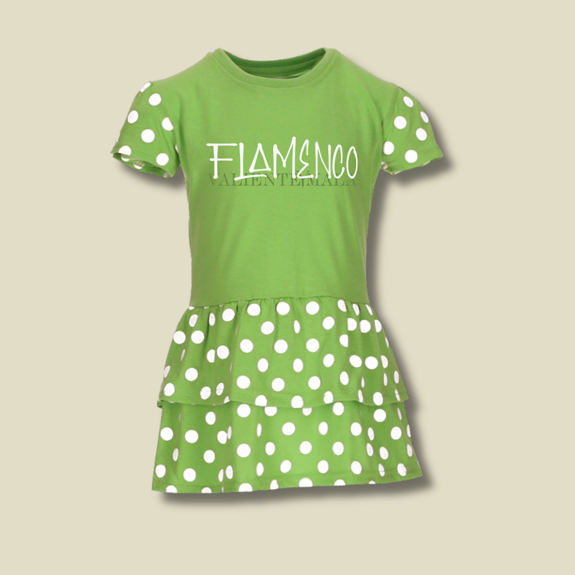 VESTIDO ENSAYO VERDE LUNARES FLAMENCO