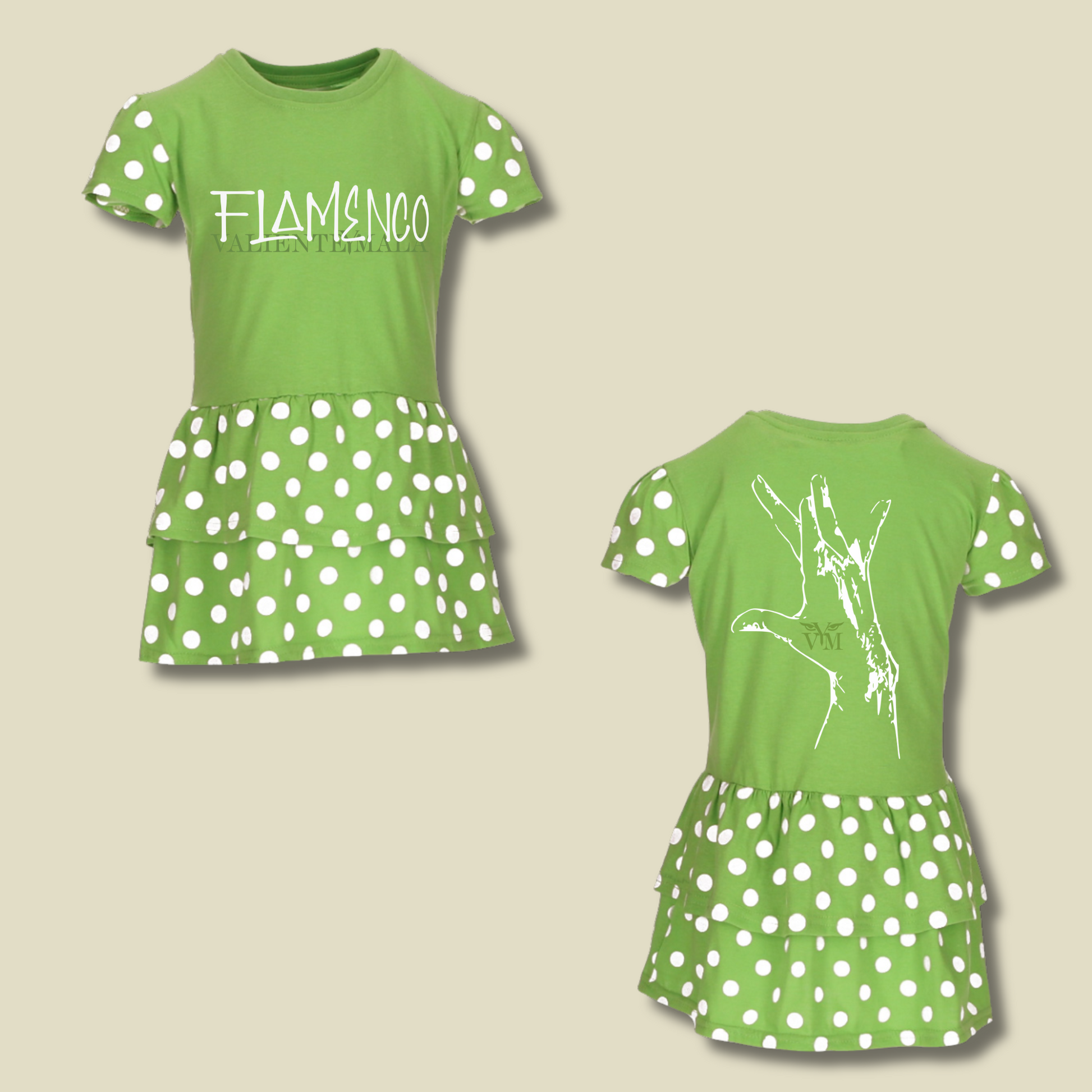 VESTIDO ENSAYO VERDE LUNARES FLAMENCO